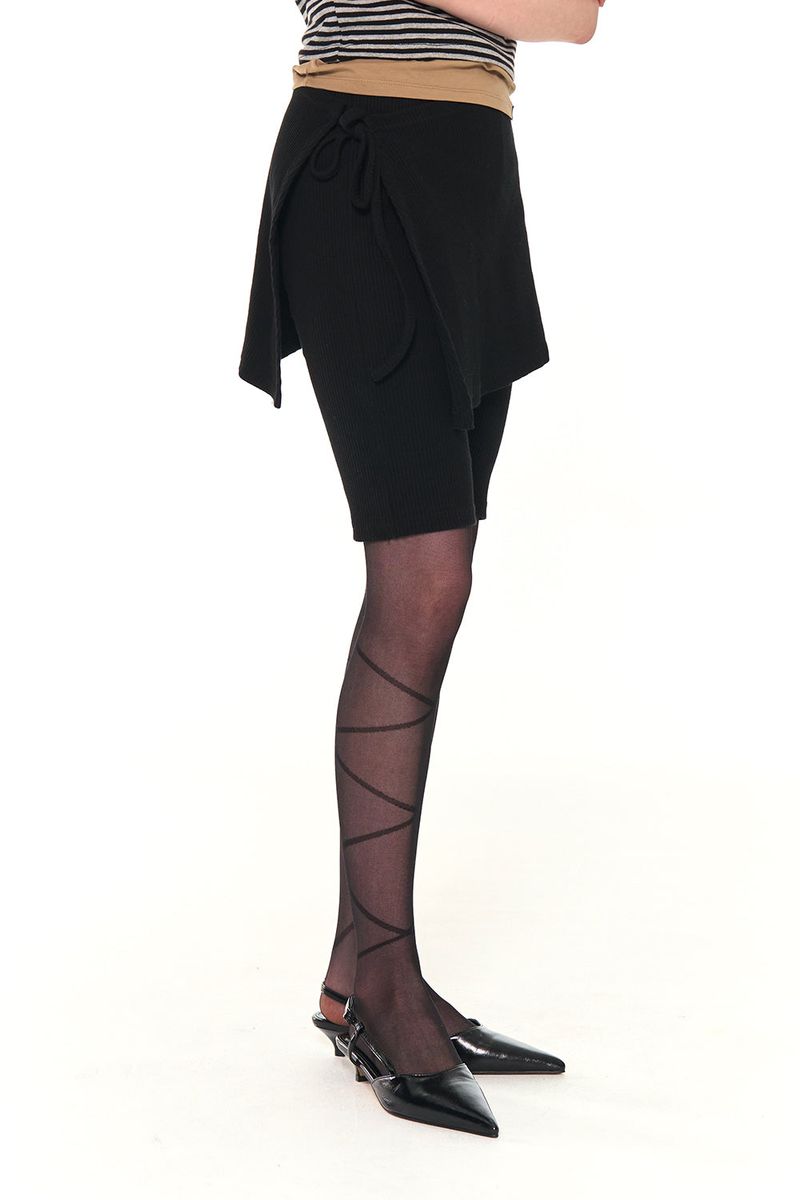 BIKER LAP SKIRT SHORTS (BLACK)