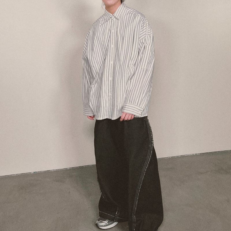 offset stripe shirt_white