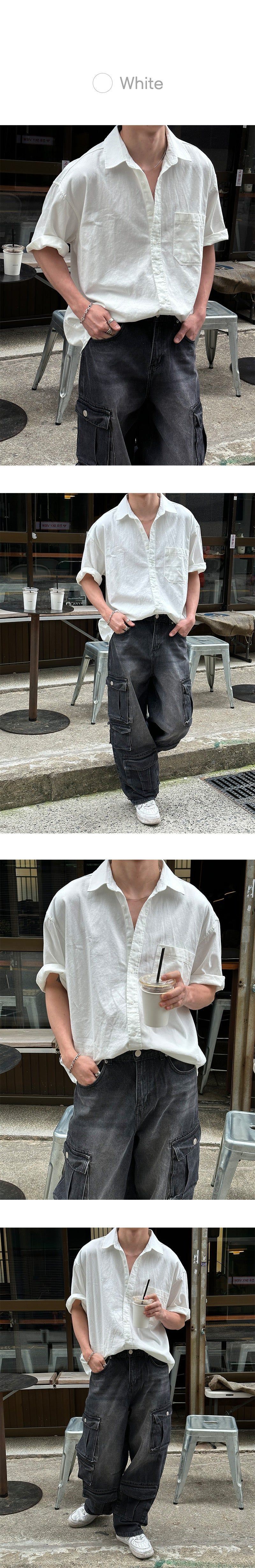 [SET UP가능] Washed cotton half shirts(6color)