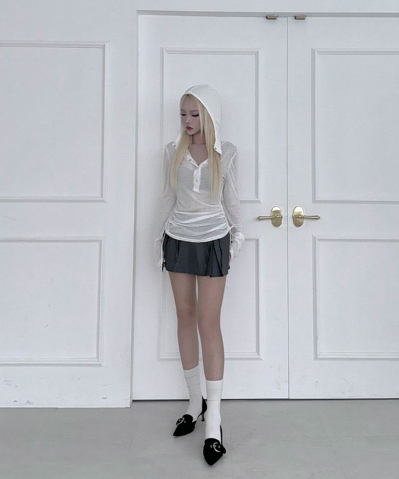 Shirring Hoodie Top (2colors)