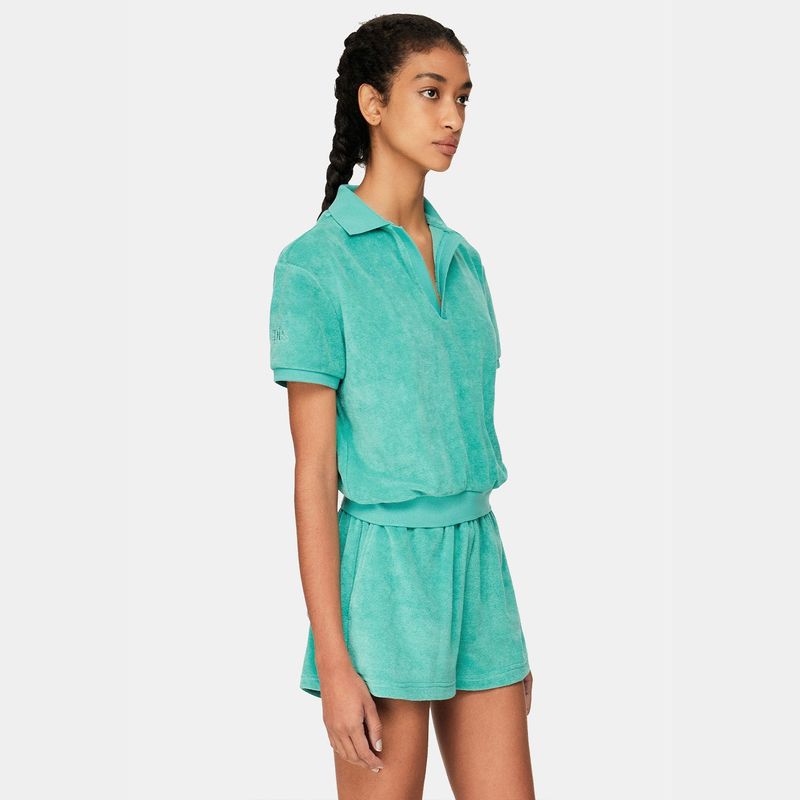 LIGHT TERRY POLO SETS_TIFFANY GREEN