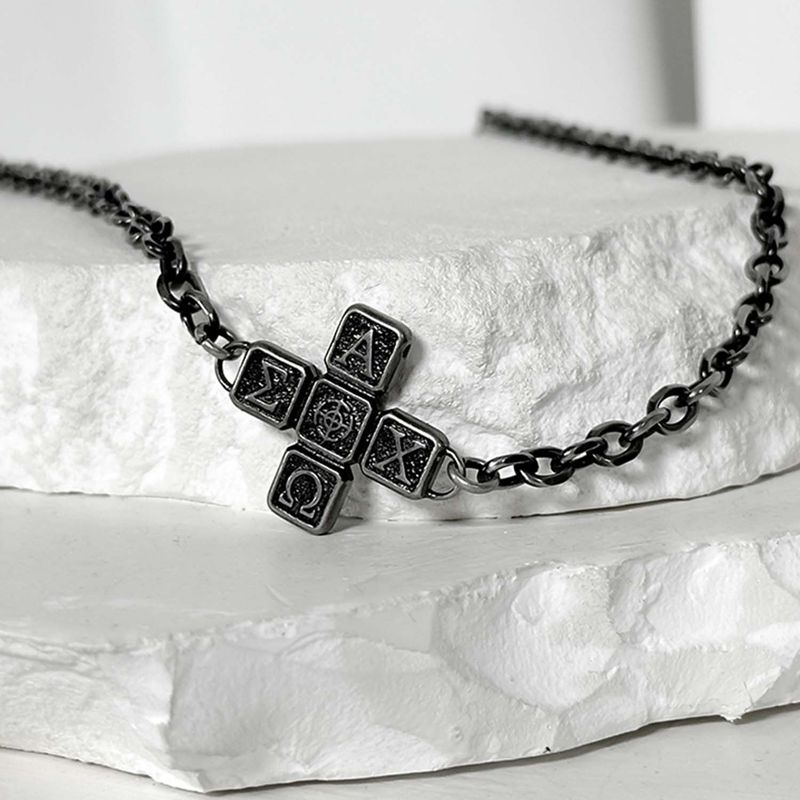 BLESSED BULLET（ブレスドブレット）の「ss-Riversivle symbol cross necklace_black（Accessories）」