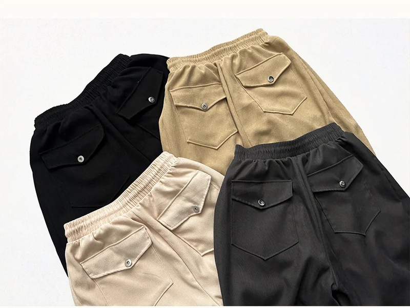 Romy back pocket side pin tuck hem string cotton wide pants
