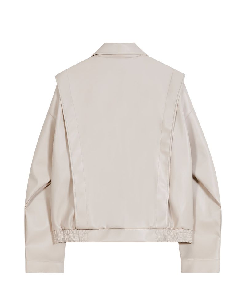 87-STAN028 [Vegan Leather] Multi Placket Leather Jacket Ivory