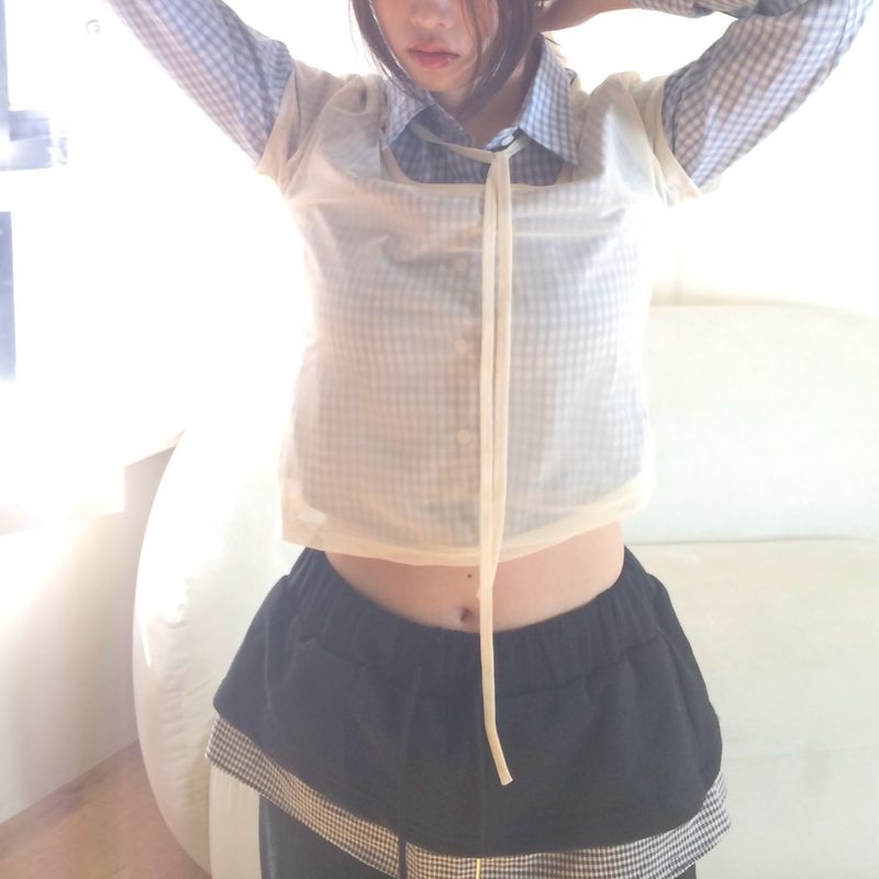 チェックラッフルスウェットパンツ