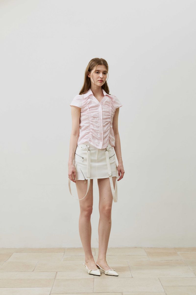 SYLPH SHIRRING SHIRT / PINK
