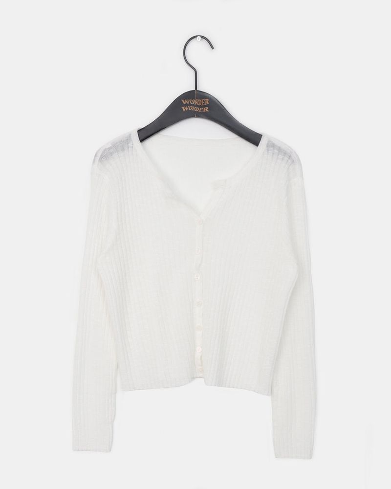 Yoring Summer See-Through Ribbed Cardigan