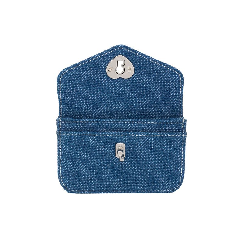 Heart Lock Compact Card Wallet denim