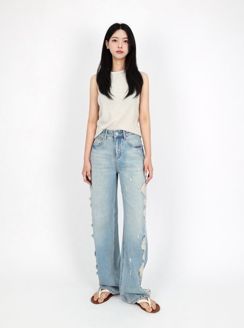 TEEN DESTROYED SLIM WIDE DENIM code 26231