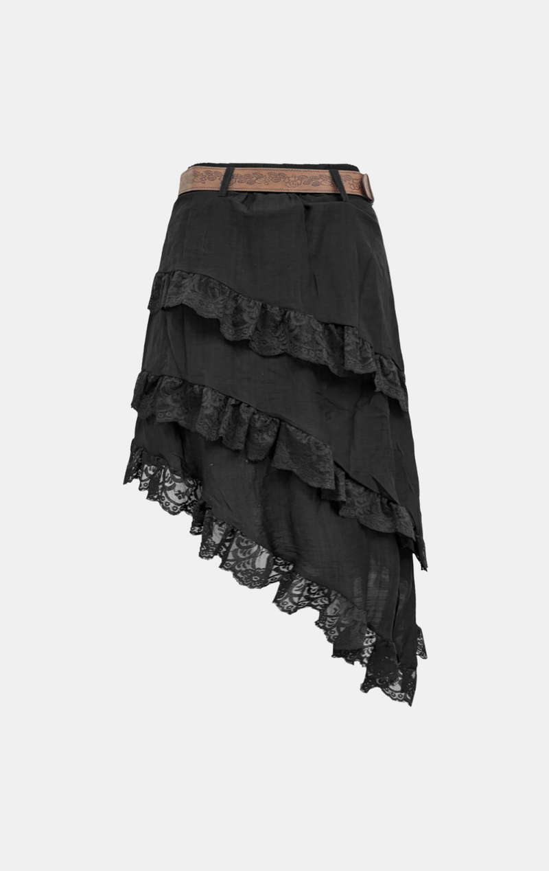 Ruffle Lace Asymmetric Skirt