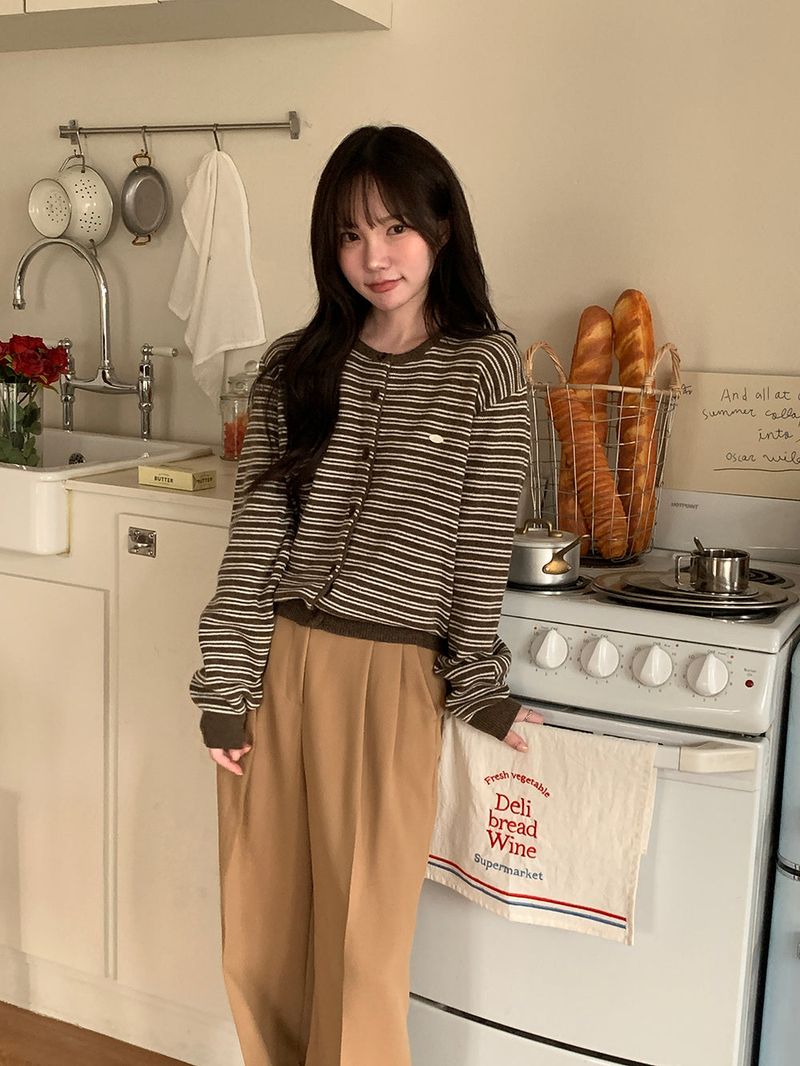 [MADE] [Planning] Slits Stripe Round Cardigan