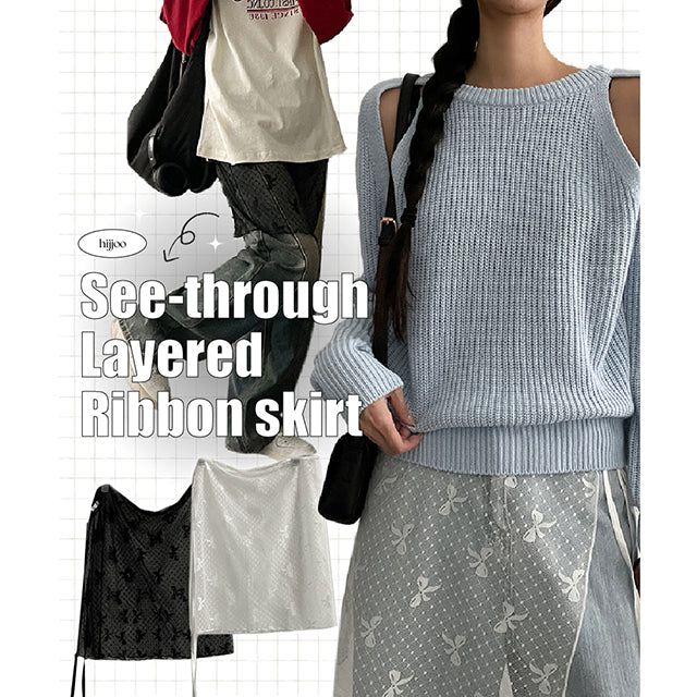 hijjoo（ハイチュー）の「Raz See-Through Layered Ribbon Skirt（Skirts）」