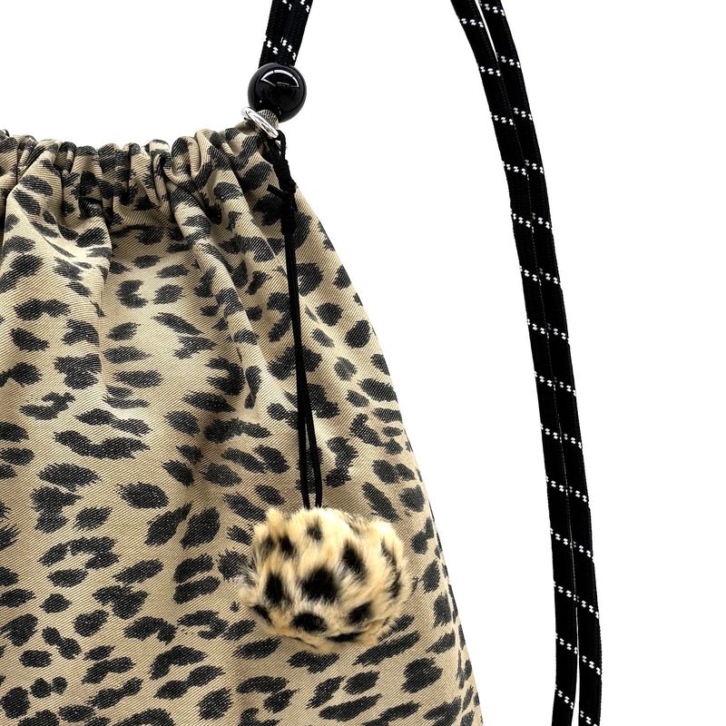 Fur Pompoms Gym Sack [Brown Leopard]