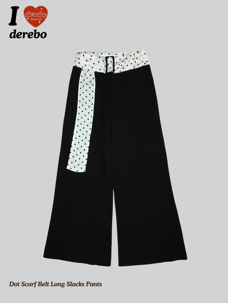 Dot Scarf Belt Long Slacks Pants