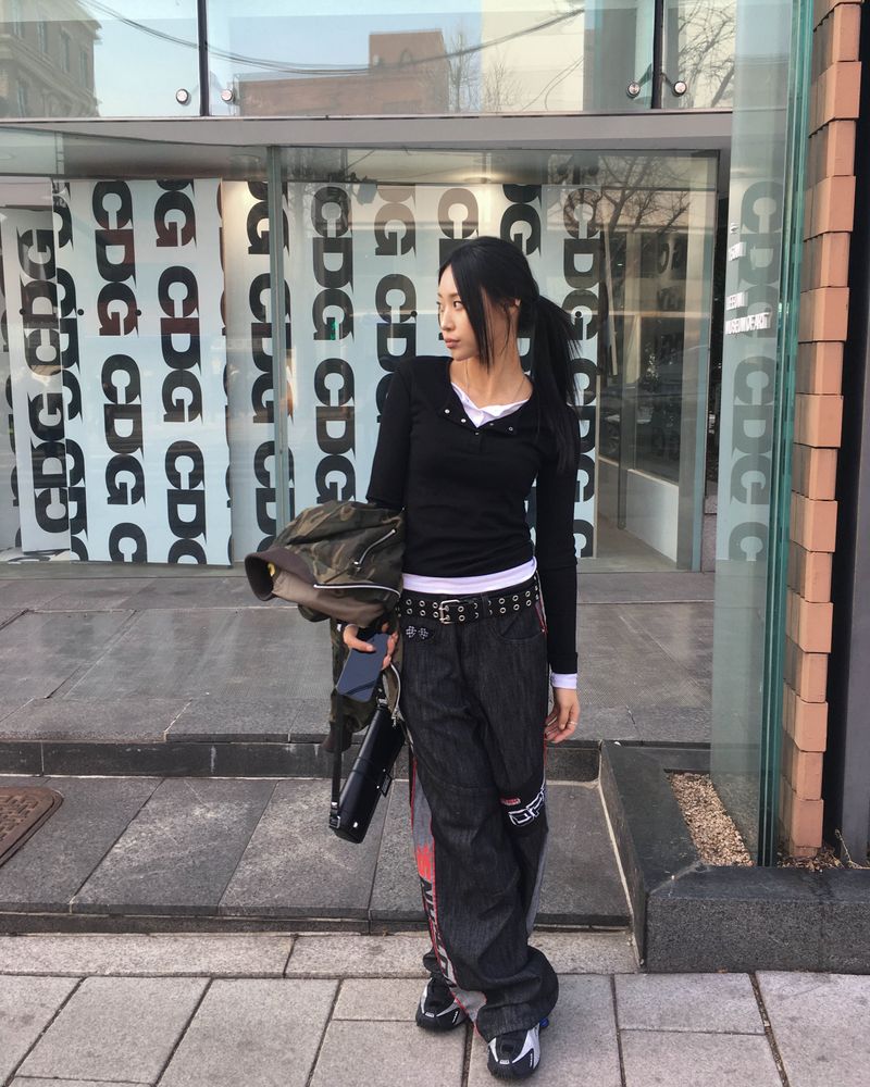レイヤードボタンTシャツ