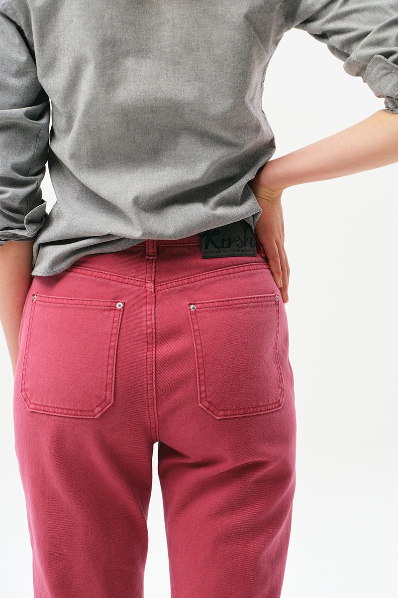 BASIC STRAIGHT COLOR COTTON PANTS [LIGHT BURGUNDY]