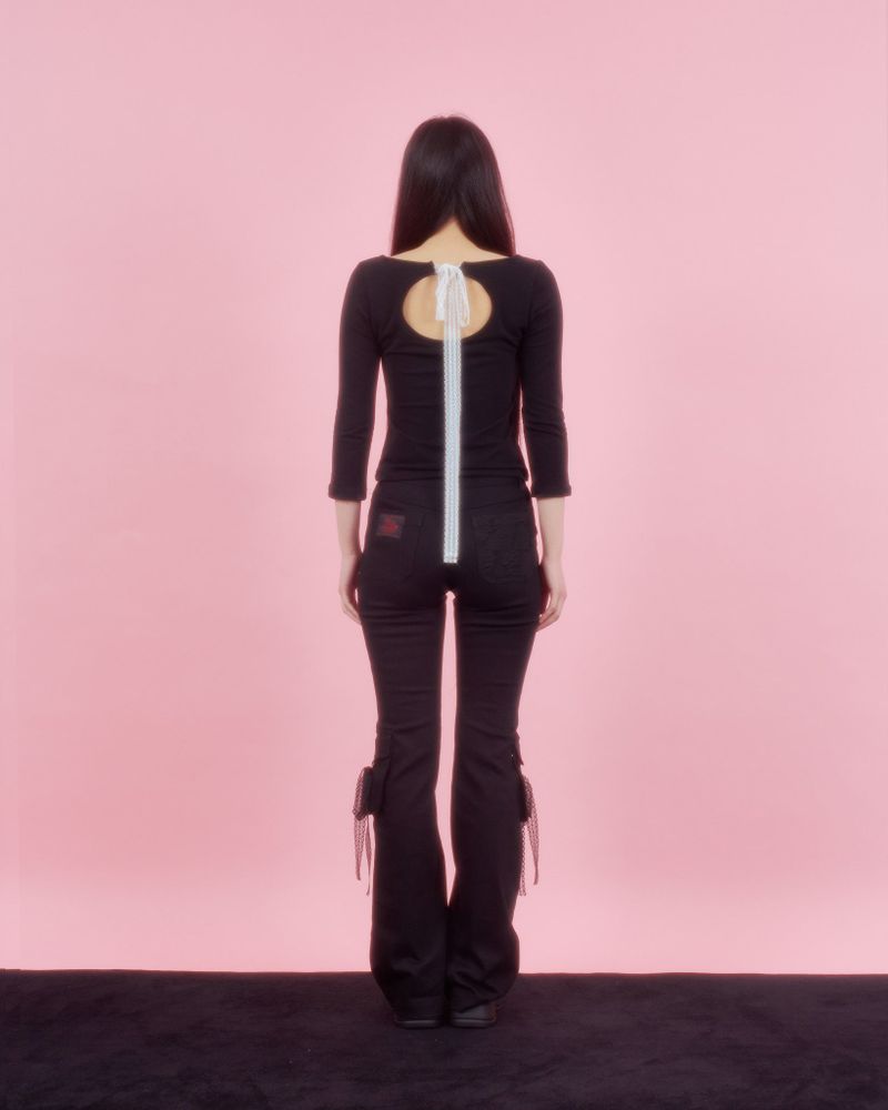 BACK RIBBON STUD T SHIRTS [3colors]
