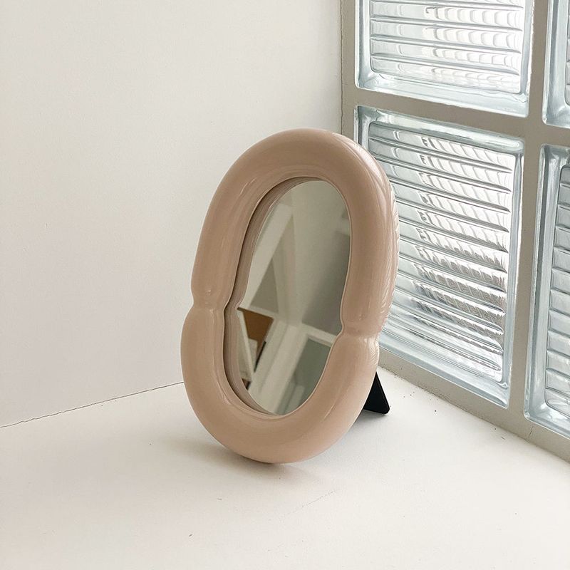 Ceramic Bold Framed Table Mirror - Nude