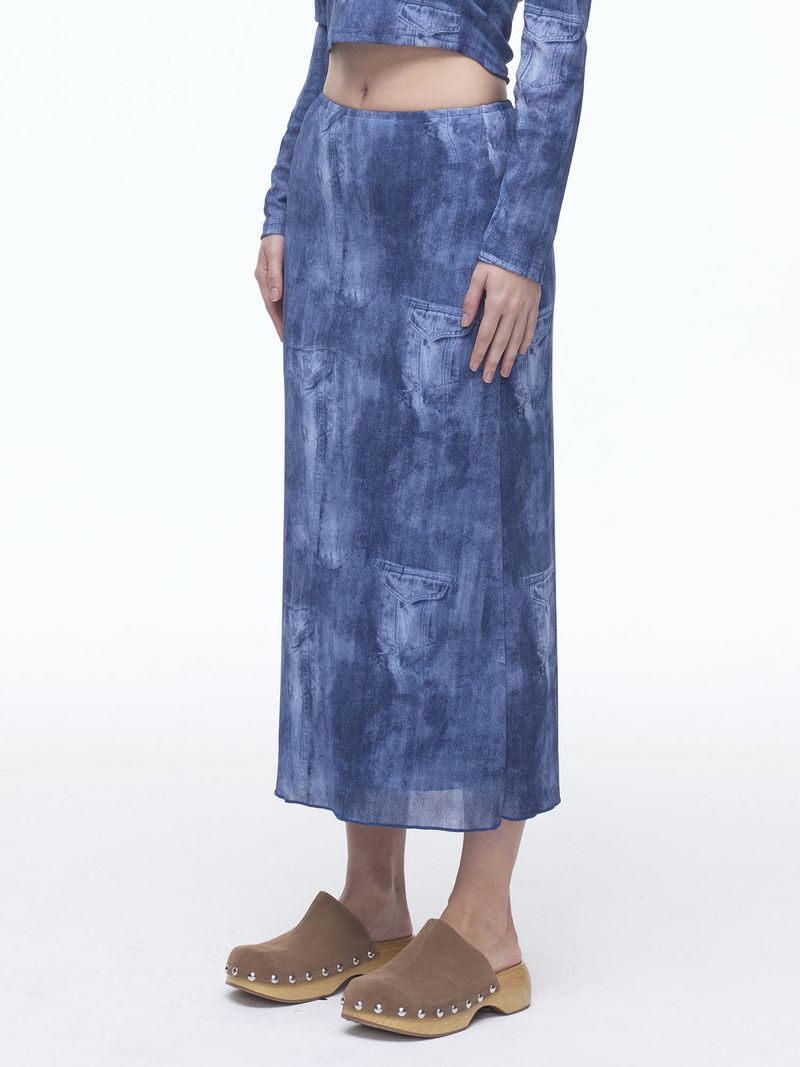 DILETTANTISME(ディレッタンティズム)の「Denim Mesh Long SK(BL)(Skirts)」