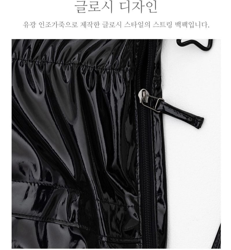 GLOSSY STRING BACK PACK_BLACK
