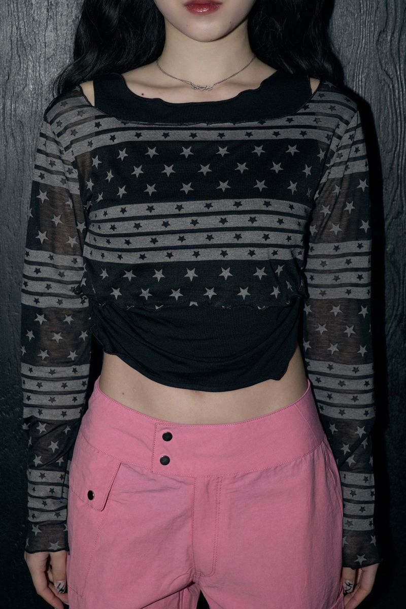 star layered top - black