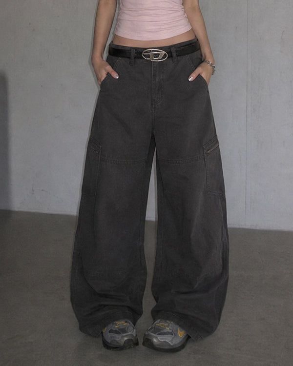 KIXI（キッシー）の「(UNISEX) カーブド ピグメント カーゴ パンツ（パンツ）」