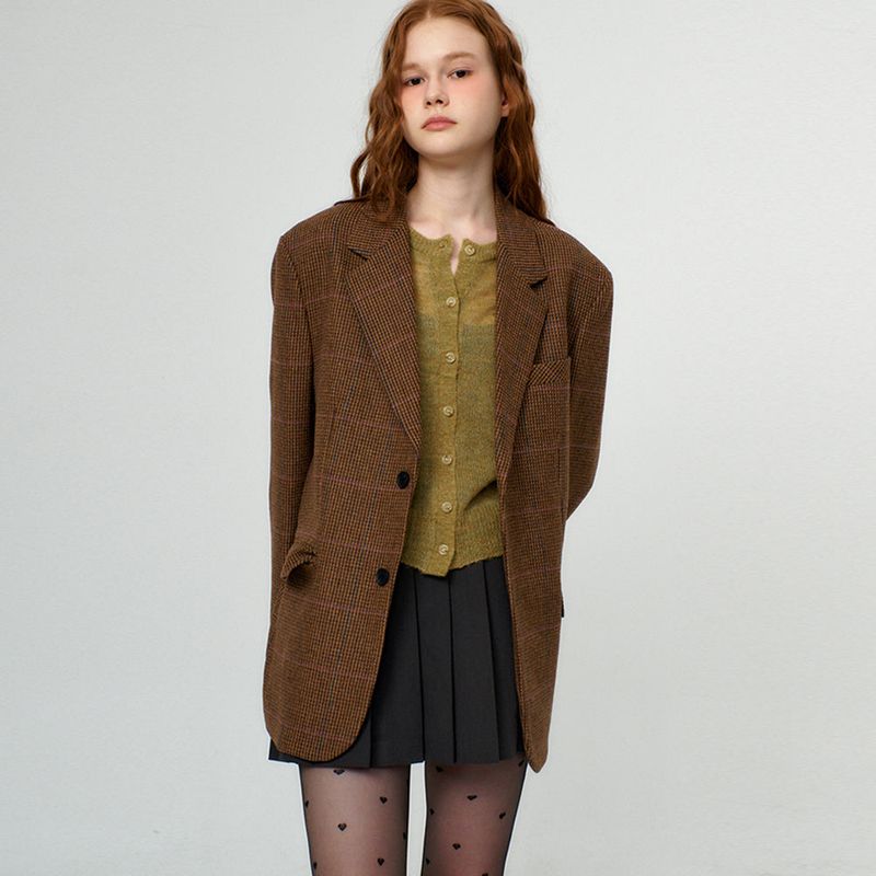 Glencheck Wool Jacket _Brown