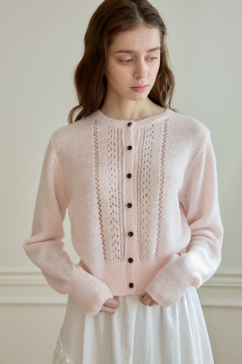 PINK PINEAPPLE（ピンクパイナップル）の「DEWY PUNCHING KNIT CARDIGAN（Tops）」