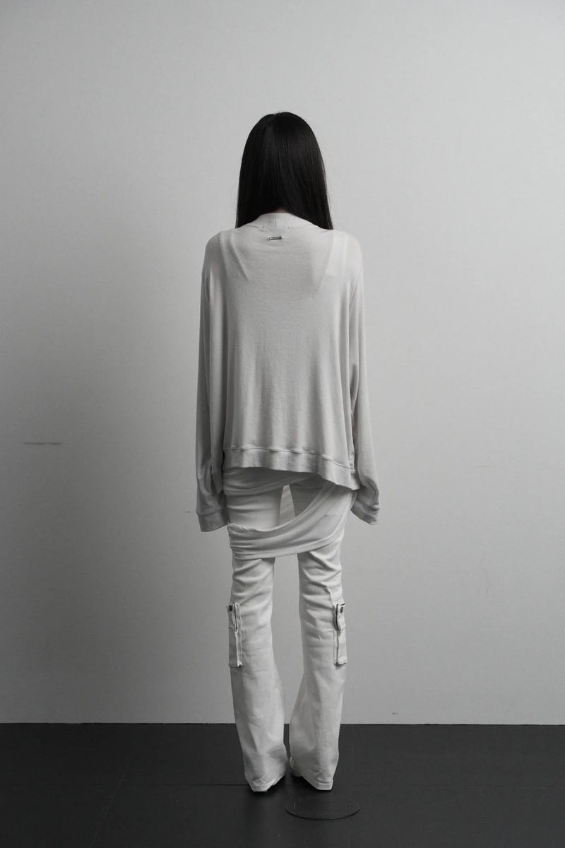[label] wool rivet overfit open cardigan (gray)