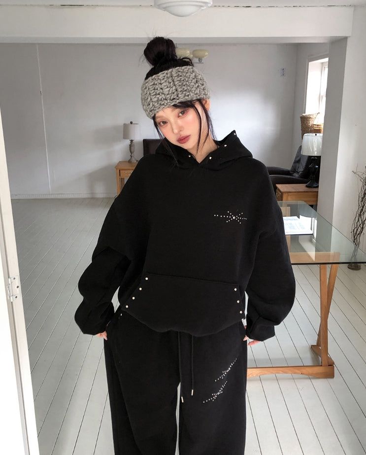 Glint Brushed Studded Hoodie