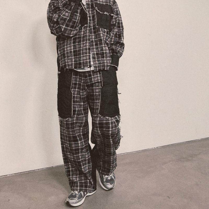 grunge burner check pants_black