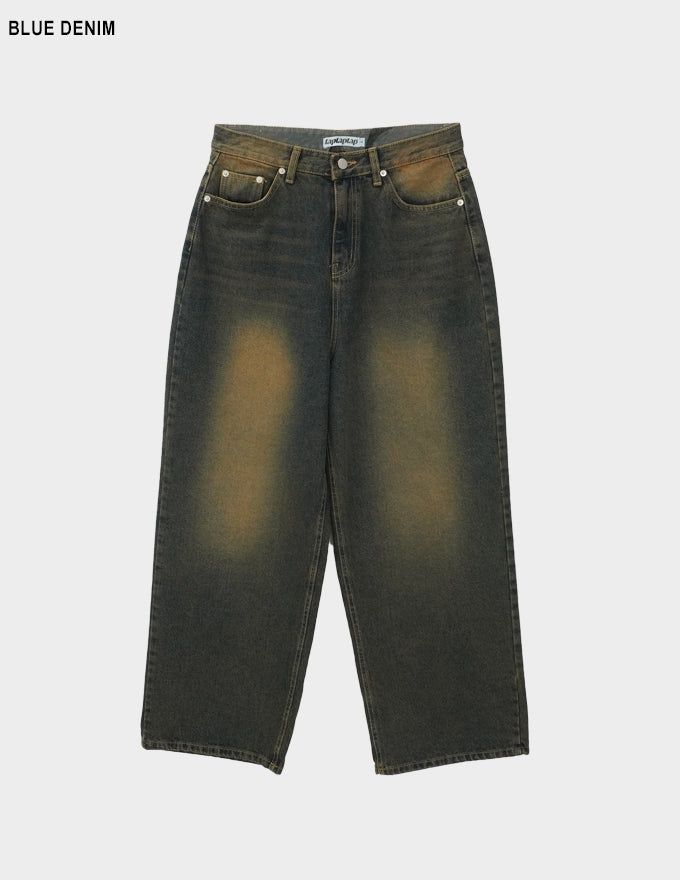 Maison washing wide denim pants