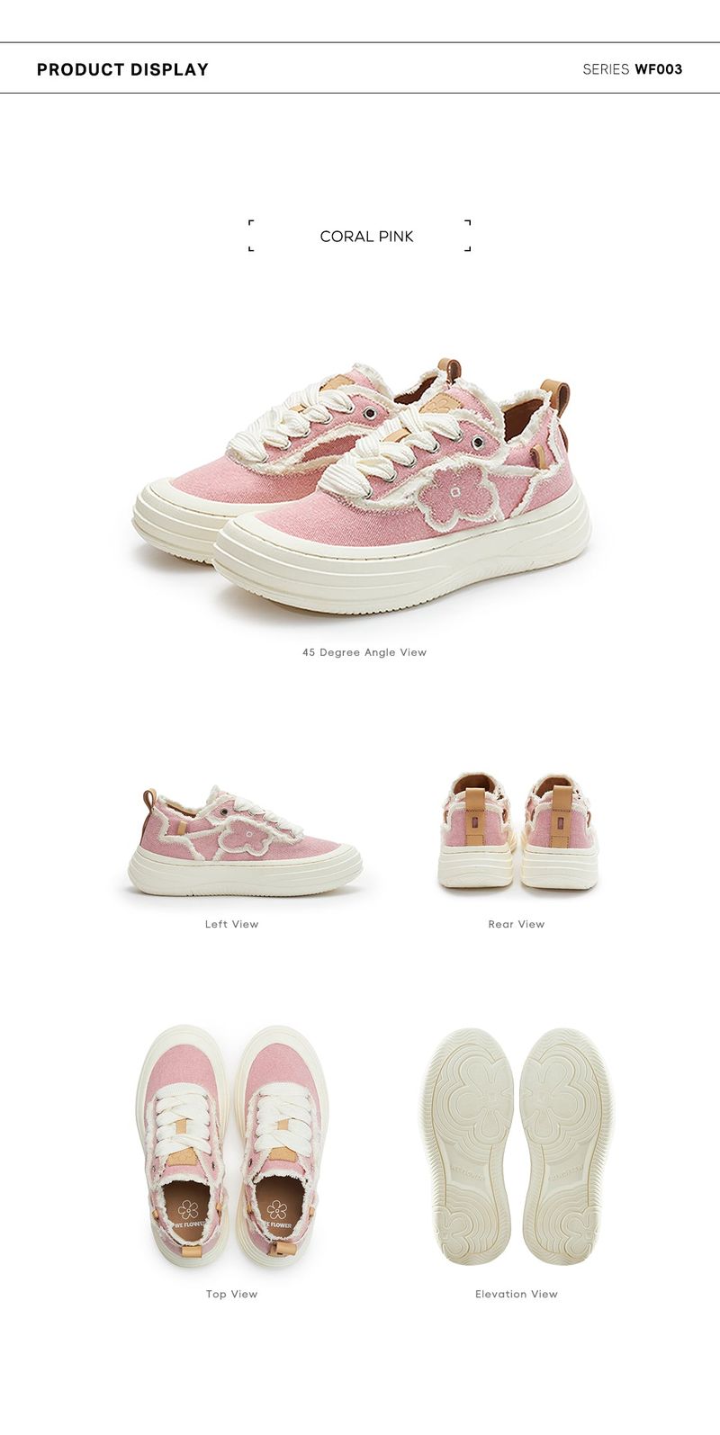 WE FLOWER Fashionable New Tassel Thick-Soled Wave Shoes - Coral Pink