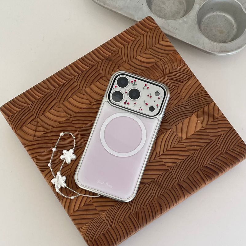 pink silver MagSafe bumper case