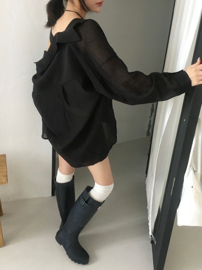 Airy Shell See-Through Shirt (7c)