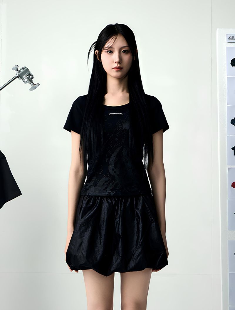 UPDRAFT（アップドラフト）の「[UPDRAFT]PRINT COTTON CROP T-SHIRT BLACK（Tops）」
