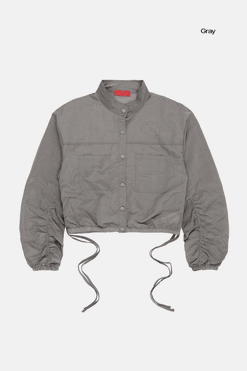Cool ripstop see-through shirring crop jacket