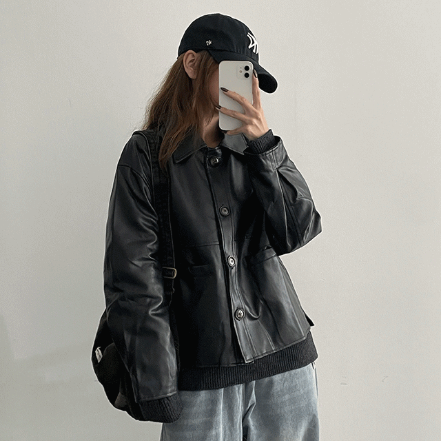 hijjoo（ハイチュー）の「neck pocket collar leather jacket（Jackets/Outerwear）」