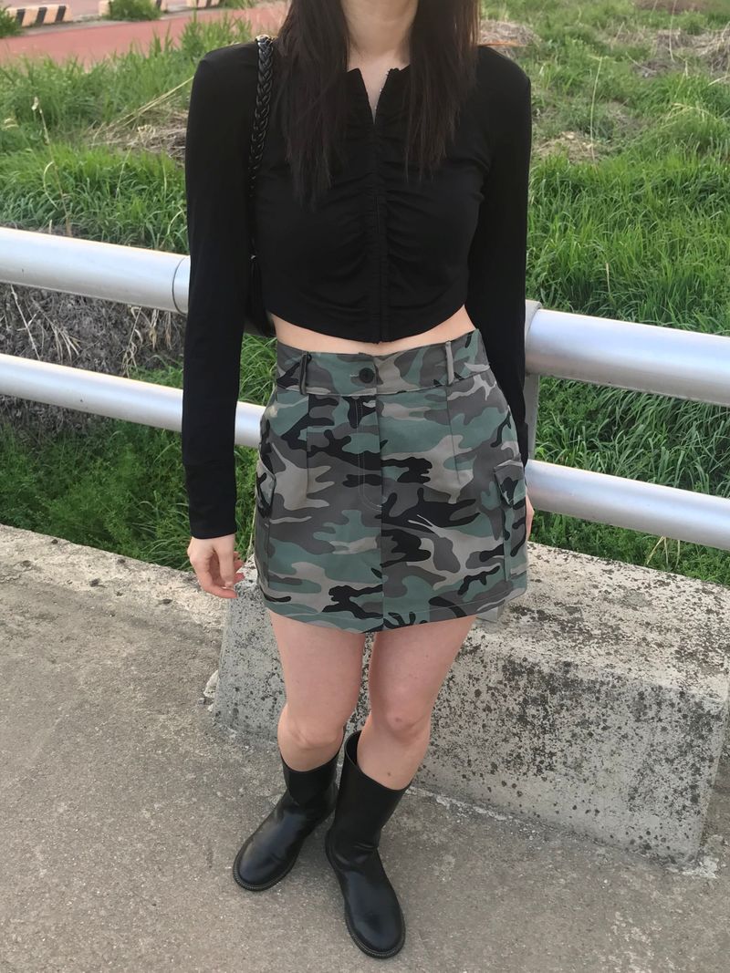 Shirring cuffs long sleeve t