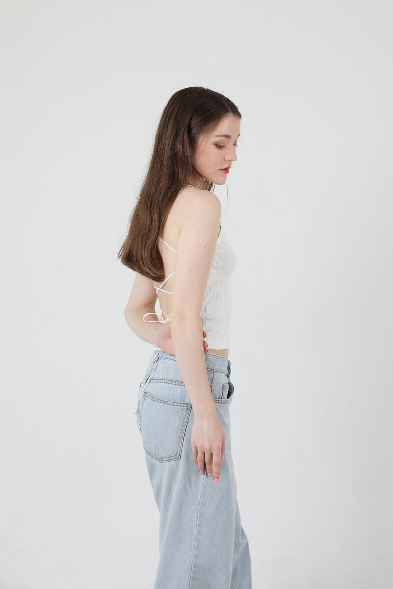 Back Slit Crop Sleeveless White