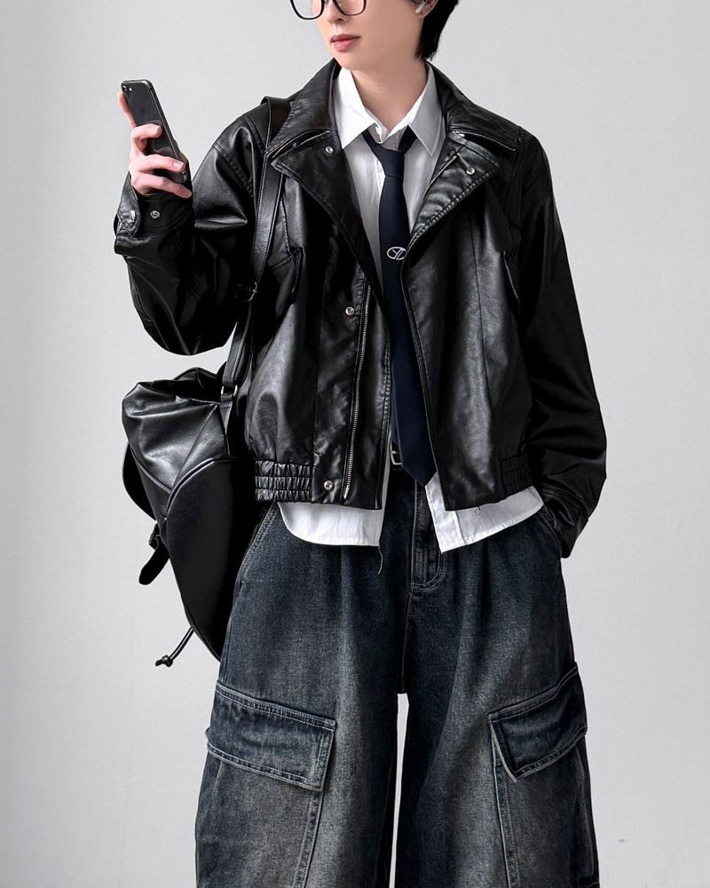 Fiora Crop Leather Jacket