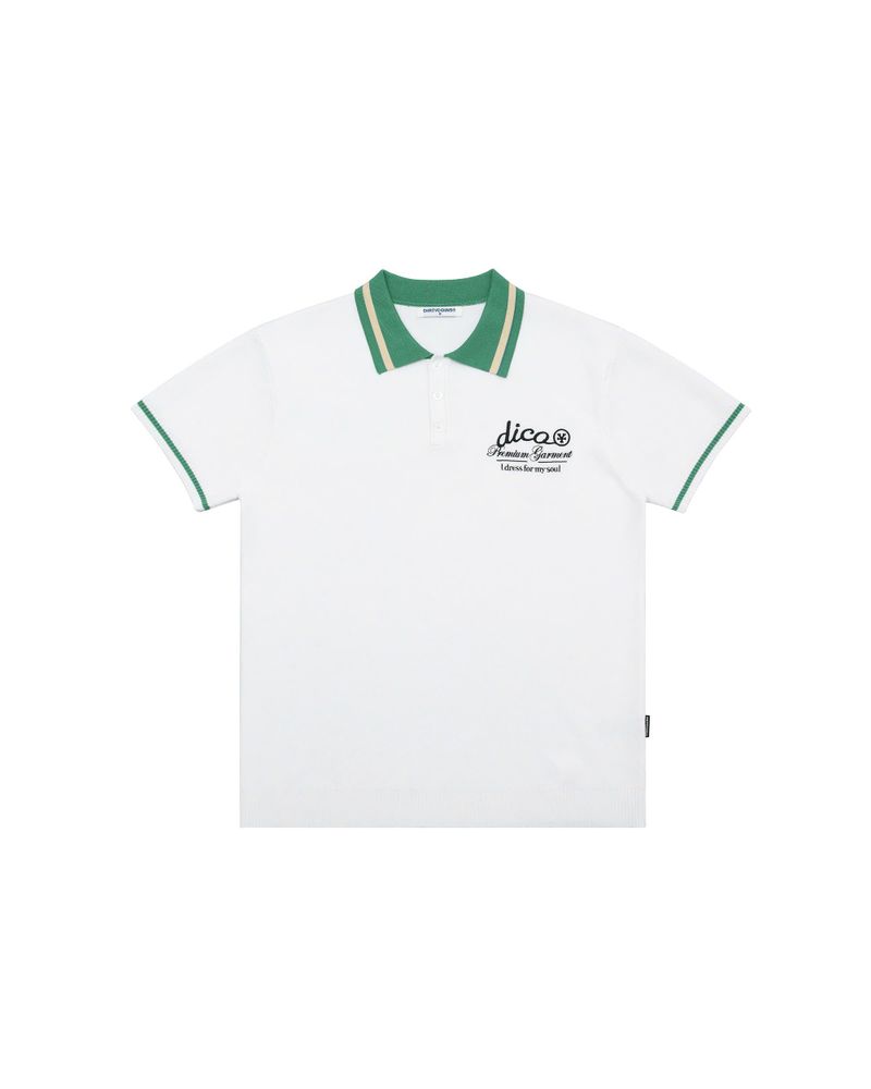 DirtyCoins（ダーティーコインズ）の「Knit Polo Premium Garment White Green（Tops）」