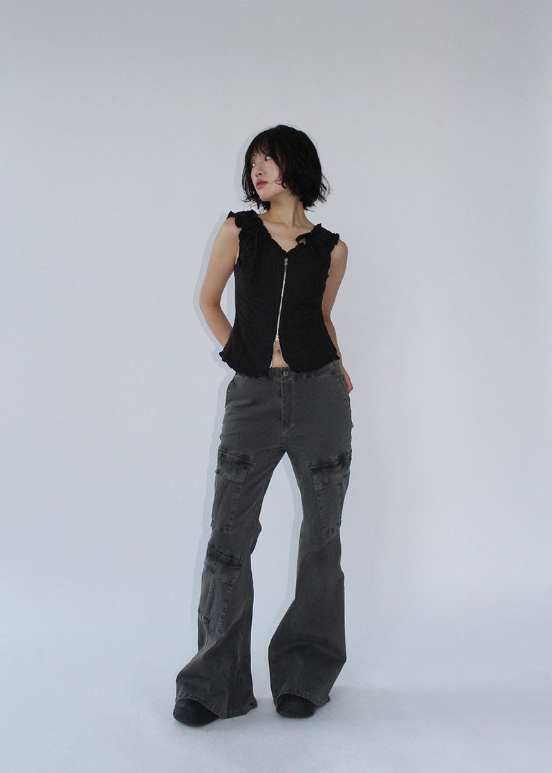 LOW GREY CARGO BOOTS CUT DENIM