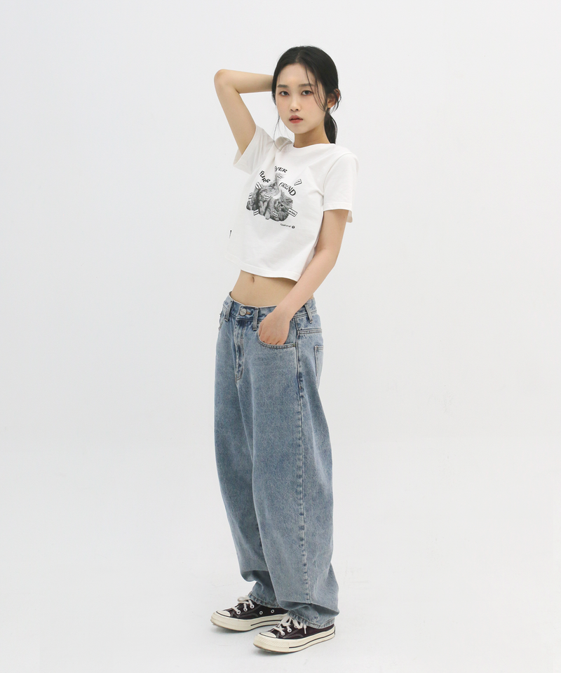 FURR EVER FRIEND Crop T-Shirt in Off White
