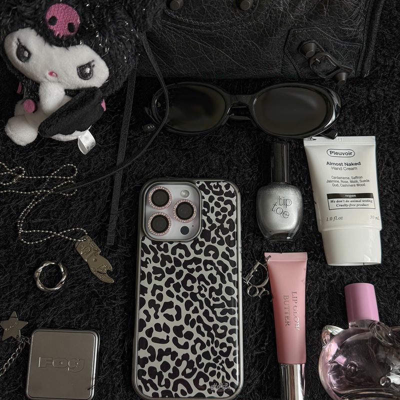 [MADE] Leopard (Black&White) Epoxy Silver Bumper iPhone Case