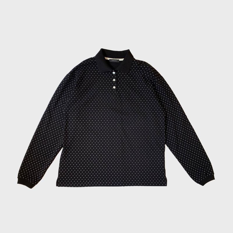 KOOKEESEE(クキシ)の「Dot Pique Callar T-shirt (black)(Tops)」