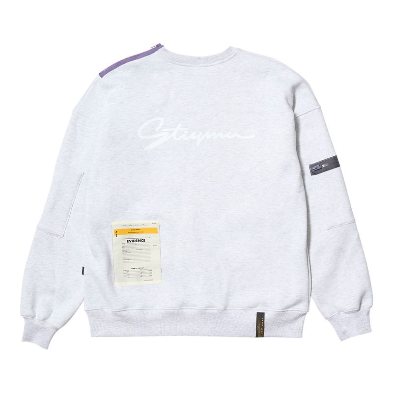 ZIPPER OVERSIZED CREWNECK BLACK / WHITE MELANGE