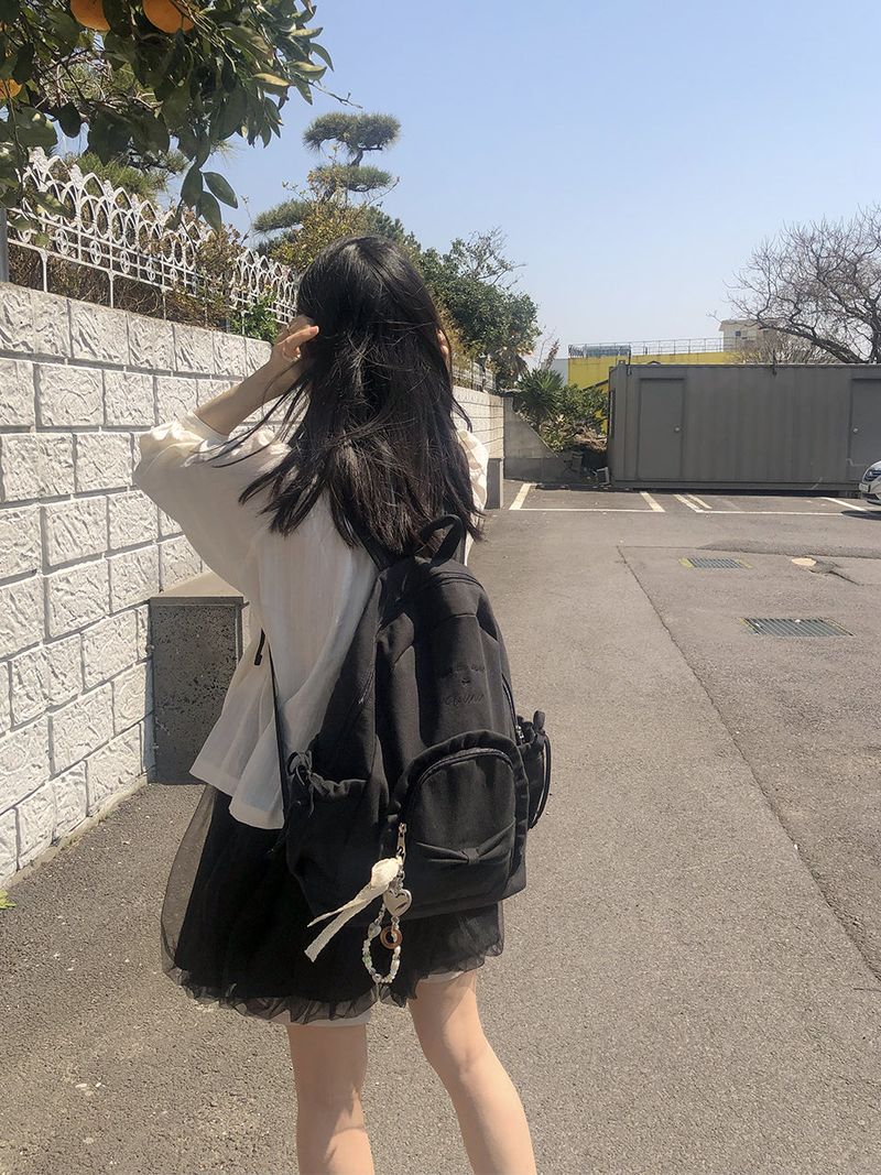Ruffle ribbon backpack_vintage black