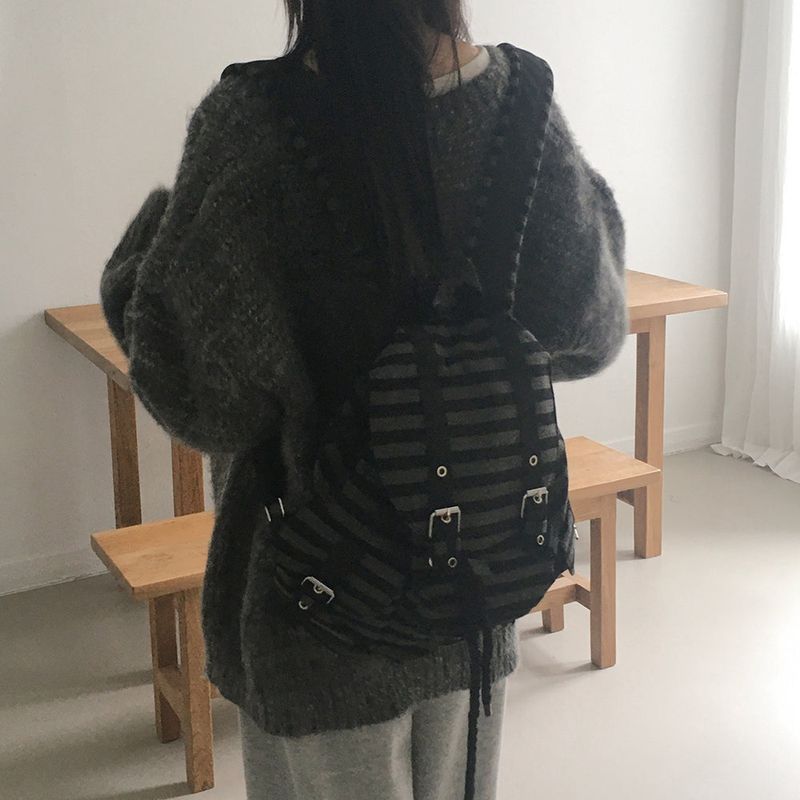 Molco Vintage Stripe Belt Pocket Backpack