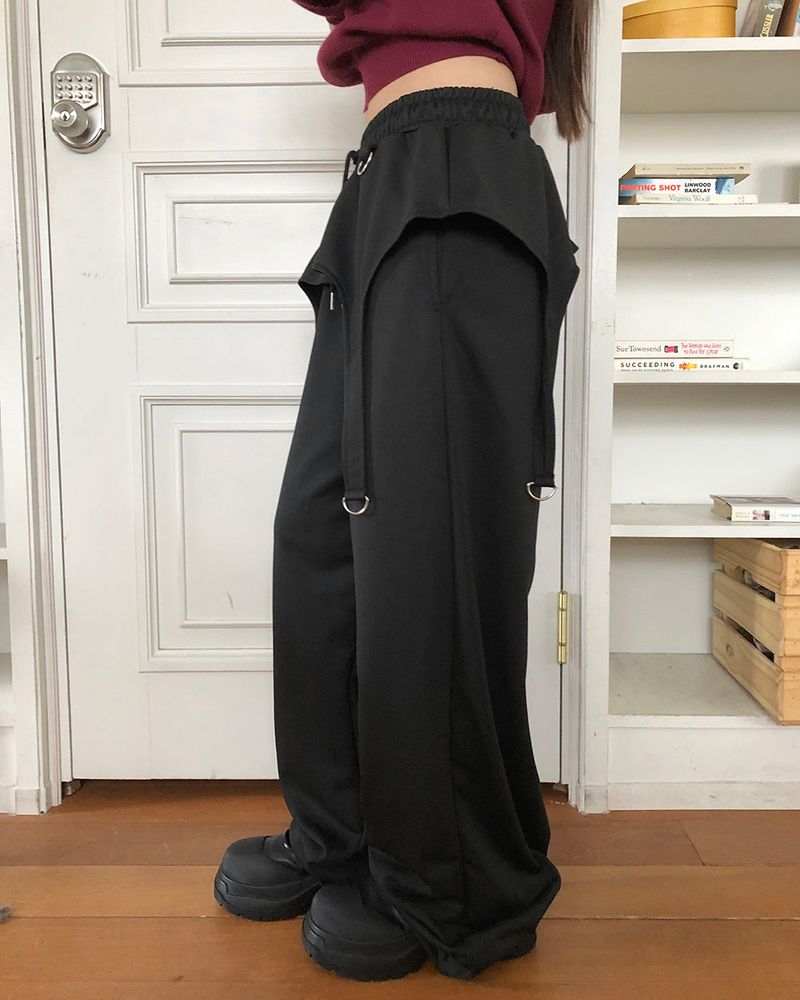 WONDER WONDER（ワンダーワンダー）の「ヒーラーストラップバンディングレイヤードフリーストレーニングスカートパンツ（パンツ）」